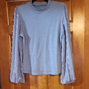 Women's Blue Textured Top